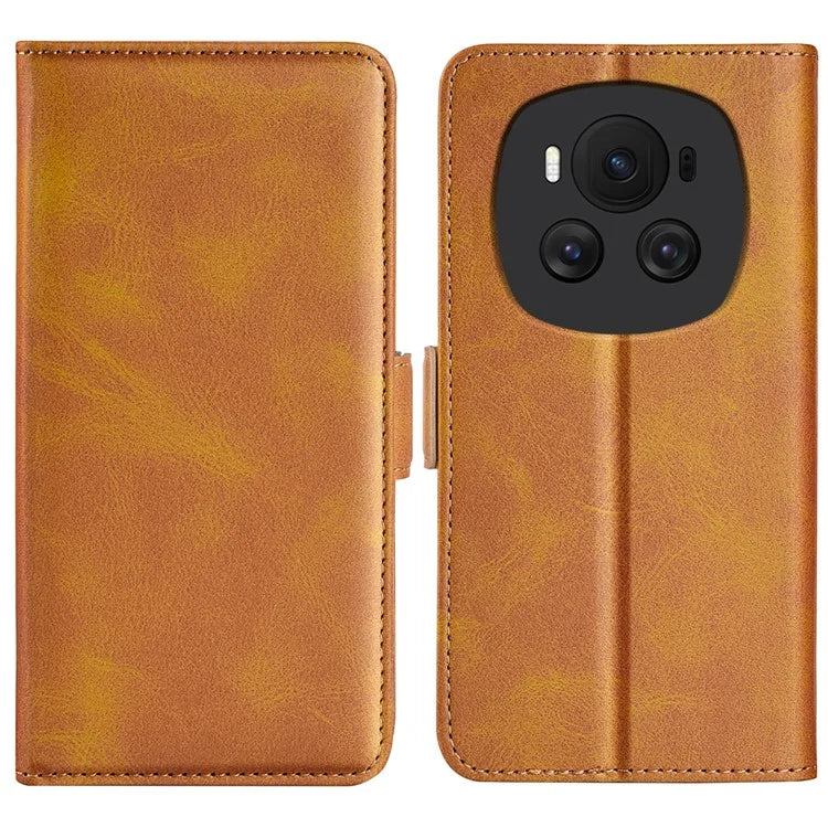 For Honor Magic6 5G Case Dual Magnetic Clasp Folio Leather Cell Phone Cover