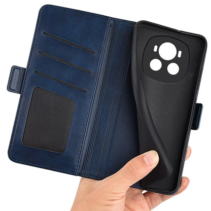 For Honor Magic6 5G Case Dual Magnetic Clasp Folio Leather Cell Phone Cover