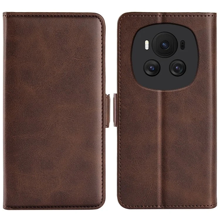 For Honor Magic6 5G Case Dual Magnetic Clasp Folio Leather Cell Phone Cover