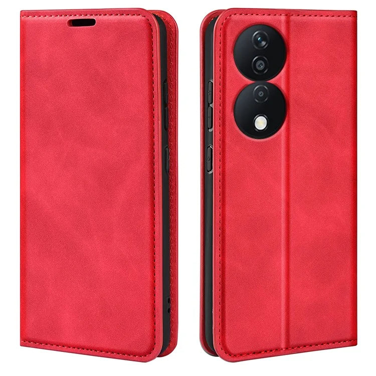 For Honor X7b 4G Shockproof Case Skin-Touch PU Leather Phone Cover