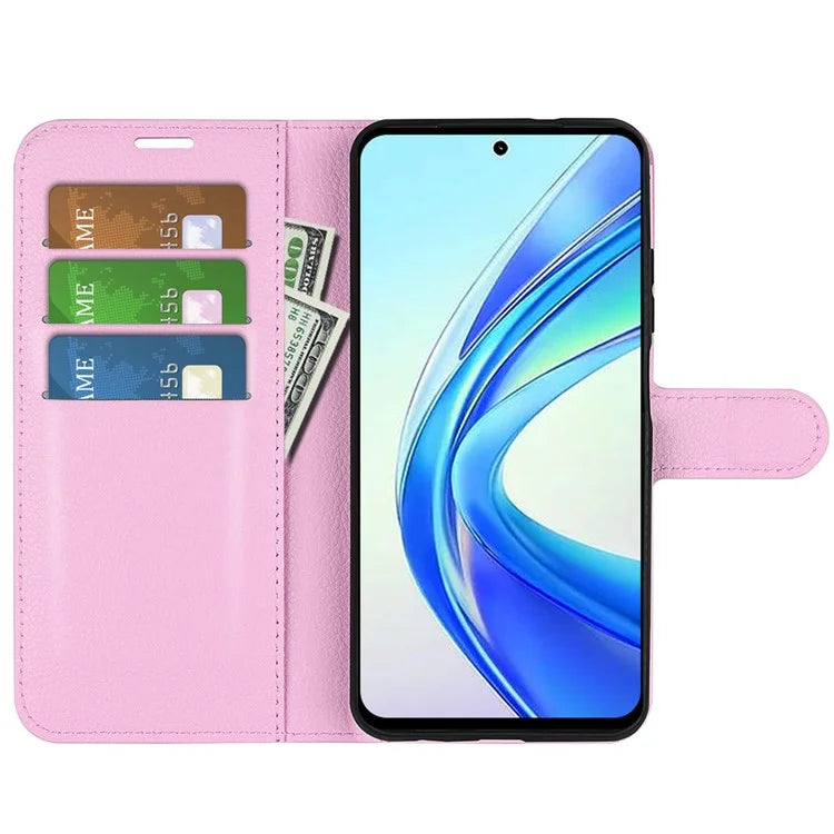 For Honor X7b 4G Shockproof Case Litchi Texture PU Leather Phone Cover