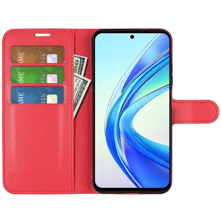 For Honor X7b 4G Shockproof Case Litchi Texture PU Leather Phone Cover