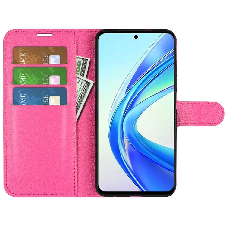 For Honor X7b 4G Shockproof Case Litchi Texture PU Leather Phone Cover
