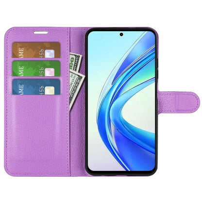 For Honor X7b 4G Shockproof Case Litchi Texture PU Leather Phone Cover