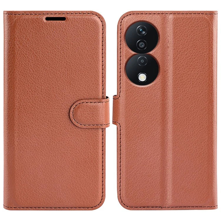 For Honor X7b 4G Shockproof Case Litchi Texture PU Leather Phone Cover