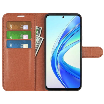 For Honor X7b 4G Shockproof Case Litchi Texture PU Leather Phone Cover