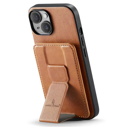 For iPhone 15 Plus Case Waxy Leather+TPU RFID Blocking Phone Shell with Card Slots