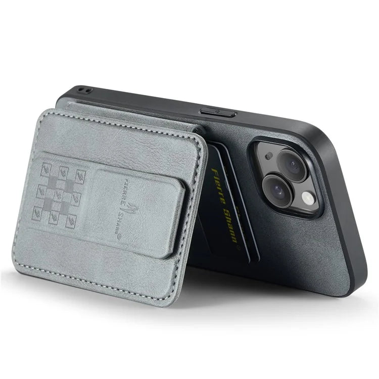 For iPhone 15 Plus Case Waxy Leather+TPU RFID Blocking Phone Shell with Card Slots