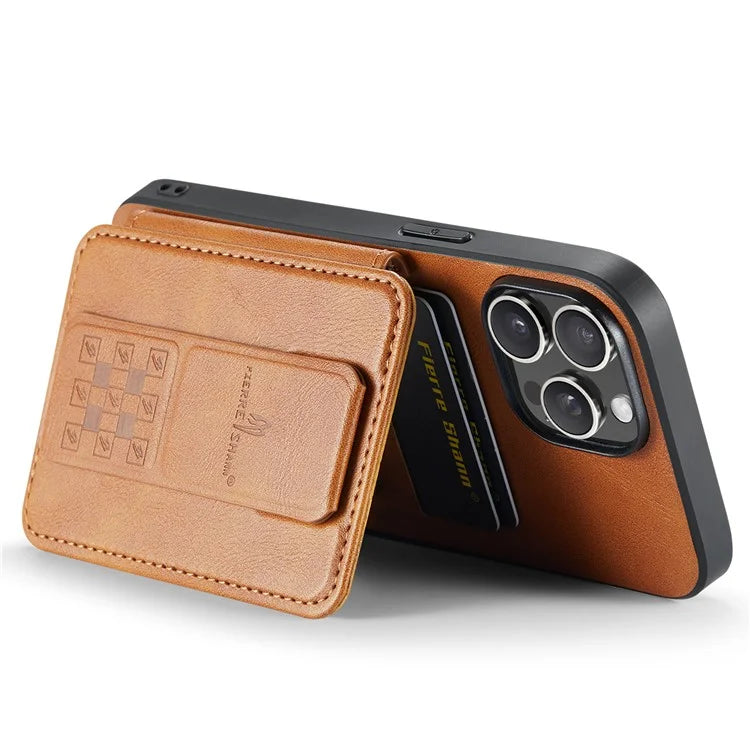 For iPhone 14 Pro Kickstand Case Waxy Leather+TPU RFID Blocking Phone Cover