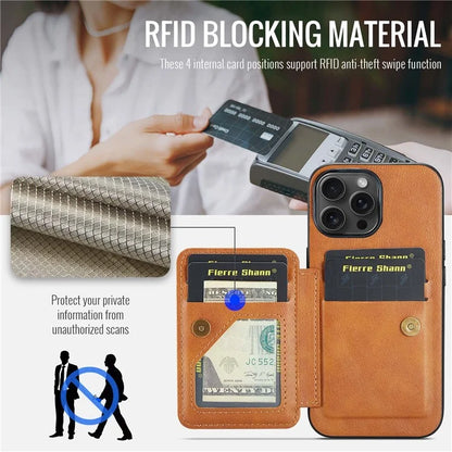 For iPhone 14 Pro Kickstand Case Waxy Leather+TPU RFID Blocking Phone Cover
