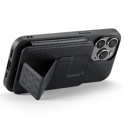 For iPhone 14 Pro Kickstand Case Waxy Leather+TPU RFID Blocking Phone Cover