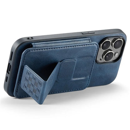 For iPhone 14 Pro Kickstand Case Waxy Leather+TPU RFID Blocking Phone Cover