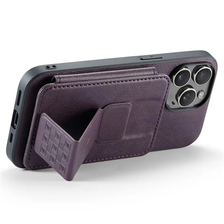 For iPhone 14 Pro Kickstand Case Waxy Leather+TPU RFID Blocking Phone Cover