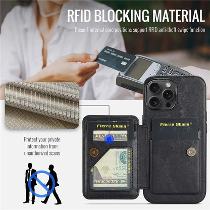 For iPhone 14 Pro Max Case Leather Coated TPU Drop-resistant RFID Blocking Phone Protector