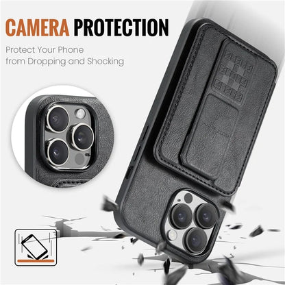 For iPhone 14 Pro Max Case Leather Coated TPU Drop-resistant RFID Blocking Phone Protector