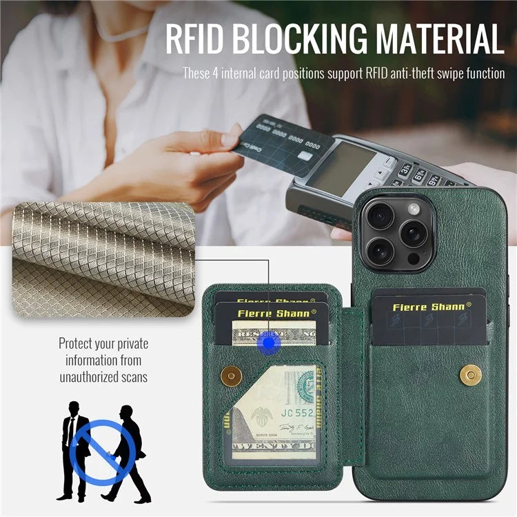For iPhone 14 Pro Max Case Leather Coated TPU Drop-resistant RFID Blocking Phone Protector