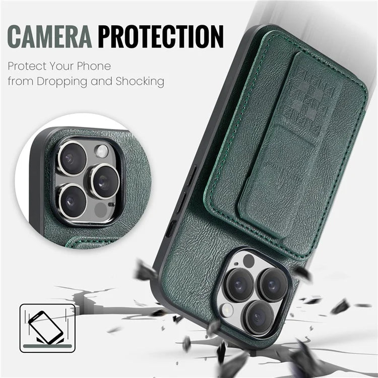 For iPhone 14 Pro Max Case Leather Coated TPU Drop-resistant RFID Blocking Phone Protector