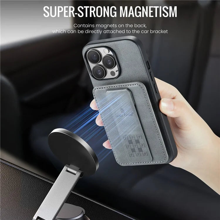 For iPhone 14 Pro Max Case Leather Coated TPU Drop-resistant RFID Blocking Phone Protector