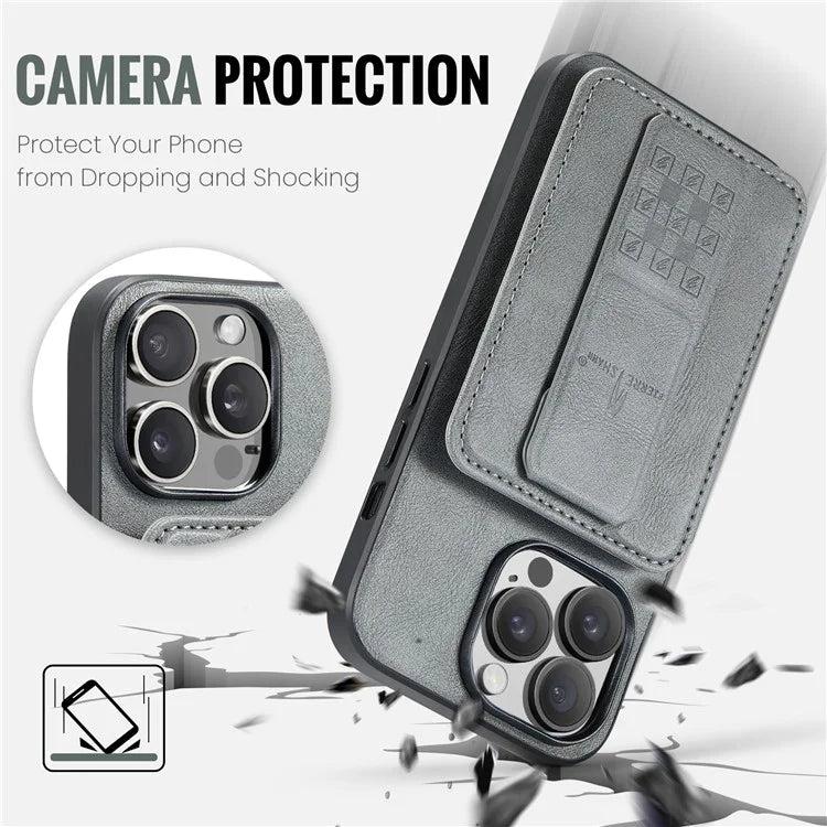 For iPhone 14 Pro Max Case Leather Coated TPU Drop-resistant RFID Blocking Phone Protector