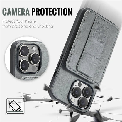 For iPhone 14 Pro Max Case Leather Coated TPU Drop-resistant RFID Blocking Phone Protector