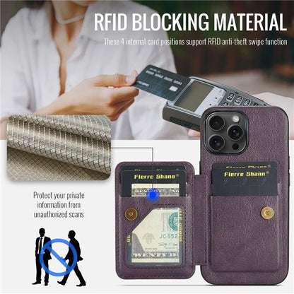For iPhone 14 Pro Max Case Leather Coated TPU Drop-resistant RFID Blocking Phone Protector
