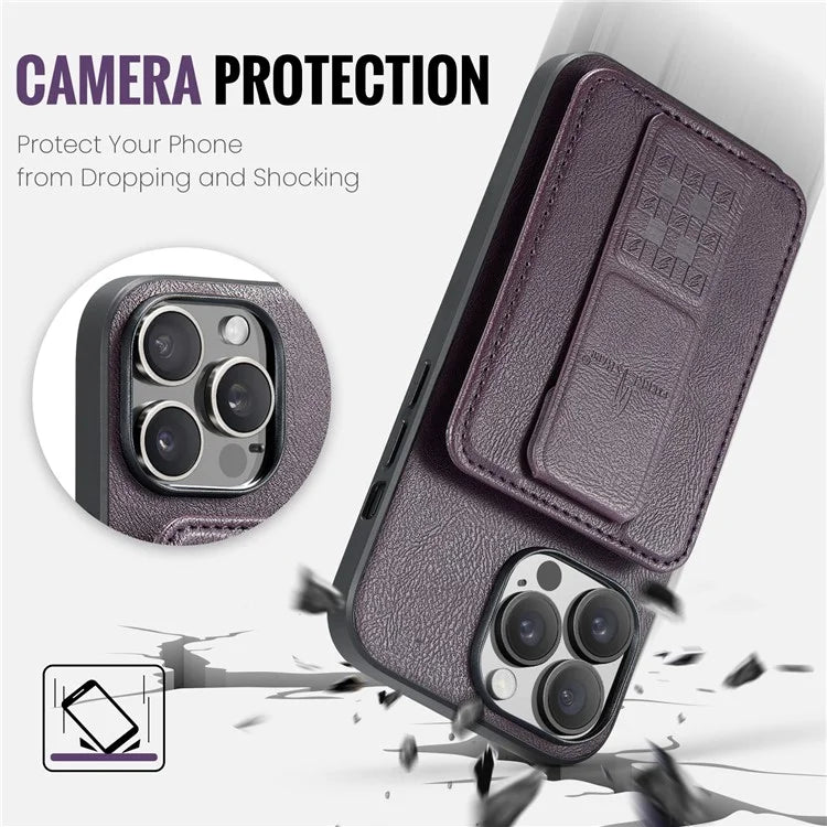 For iPhone 14 Pro Max Case Leather Coated TPU Drop-resistant RFID Blocking Phone Protector