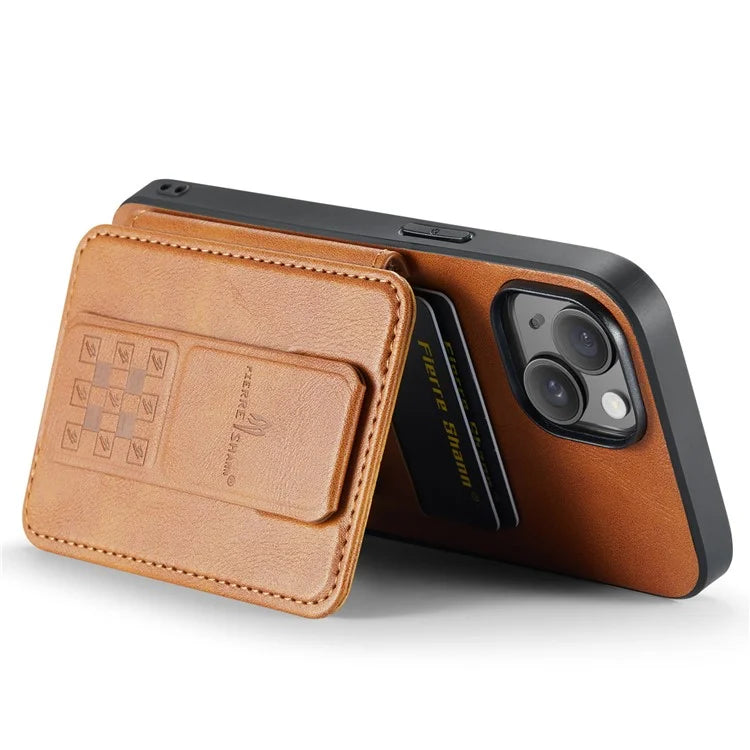For iPhone 14 Plus Case Waxed Cowhide Texture Kickstand Protective Shell Fits Magnetic Car Holder