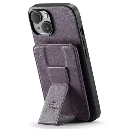 For iPhone 14 Plus Case Waxed Cowhide Texture Kickstand Protective Shell Fits Magnetic Car Holder