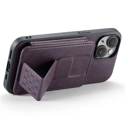 For iPhone 14 Plus Case Waxed Cowhide Texture Kickstand Protective Shell Fits Magnetic Car Holder