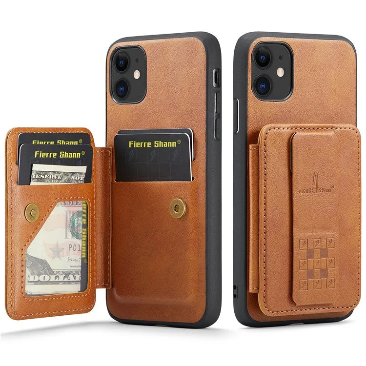 For iPhone 11 Case Finger Loop Leather+TPU Scratch-resistant Phone Cover