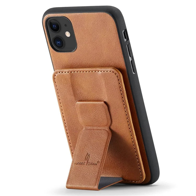 For iPhone 11 Case Finger Loop Leather+TPU Scratch-resistant Phone Cover