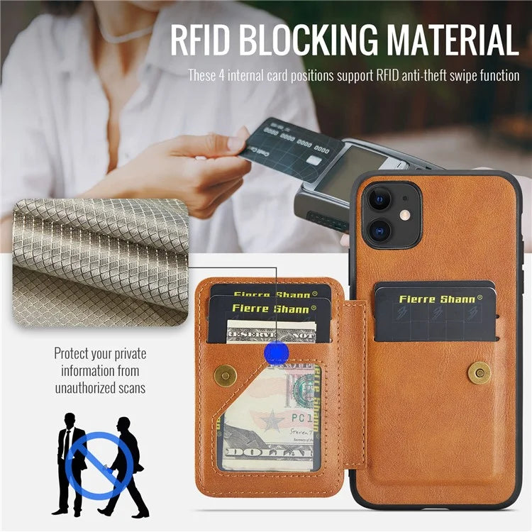 For iPhone 11 Case Finger Loop Leather+TPU Scratch-resistant Phone Cover
