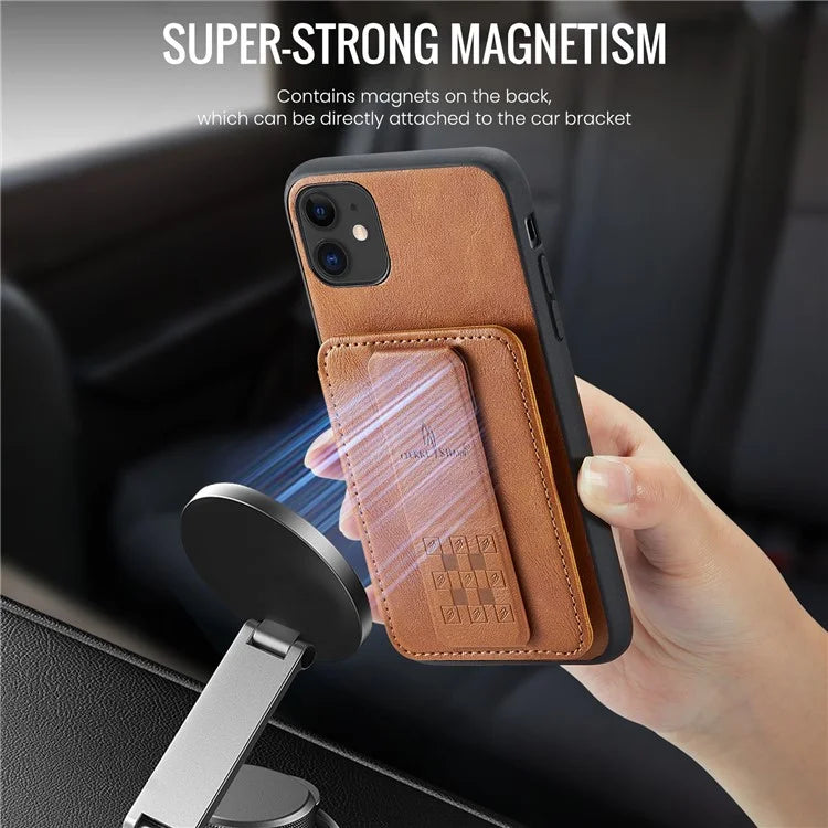 For iPhone 11 Case Finger Loop Leather+TPU Scratch-resistant Phone Cover