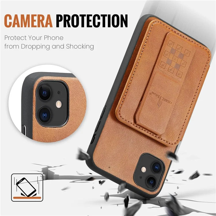 For iPhone 11 Case Finger Loop Leather+TPU Scratch-resistant Phone Cover