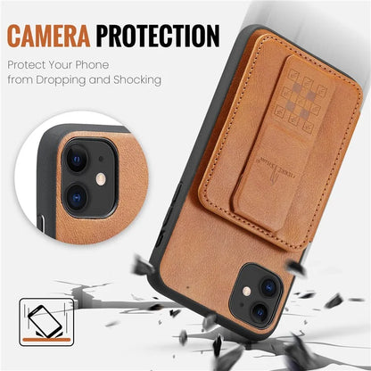 For iPhone 11 Case Finger Loop Leather+TPU Scratch-resistant Phone Cover