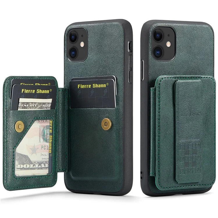 For iPhone 11 Case Finger Loop Leather+TPU Scratch-resistant Phone Cover