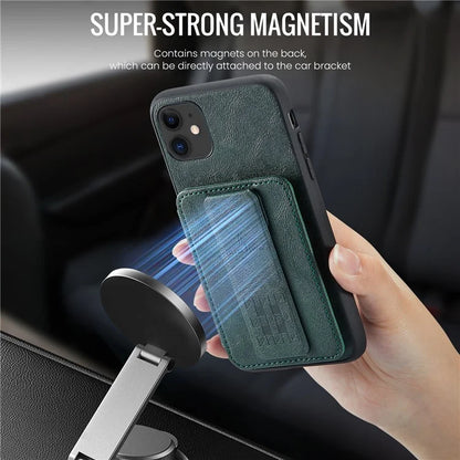 For iPhone 11 Case Finger Loop Leather+TPU Scratch-resistant Phone Cover