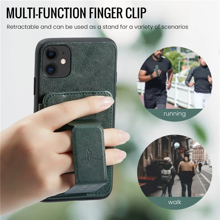 For iPhone 11 Case Finger Loop Leather+TPU Scratch-resistant Phone Cover