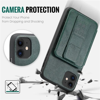 For iPhone 11 Case Finger Loop Leather+TPU Scratch-resistant Phone Cover