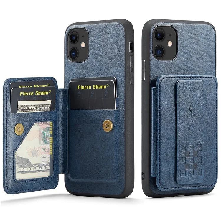 For iPhone 11 Case Finger Loop Leather+TPU Scratch-resistant Phone Cover