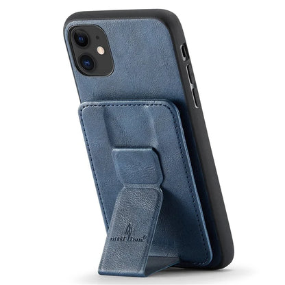 For iPhone 11 Case Finger Loop Leather+TPU Scratch-resistant Phone Cover