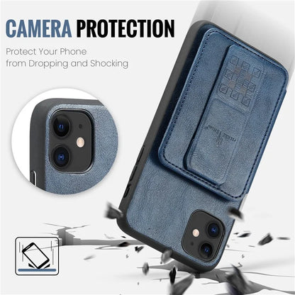 For iPhone 11 Case Finger Loop Leather+TPU Scratch-resistant Phone Cover