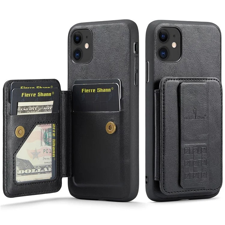 For iPhone 11 Case Finger Loop Leather+TPU Scratch-resistant Phone Cover