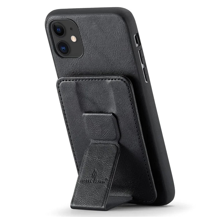 For iPhone 11 Case Finger Loop Leather+TPU Scratch-resistant Phone Cover