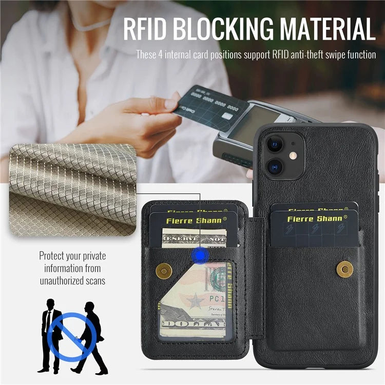 For iPhone 11 Case Finger Loop Leather+TPU Scratch-resistant Phone Cover