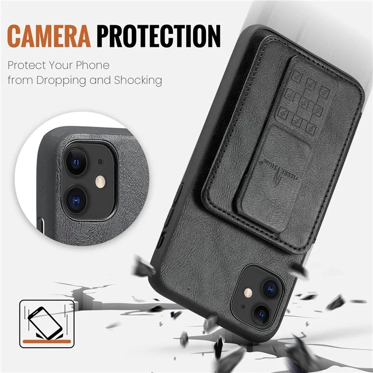 For iPhone 11 Case Finger Loop Leather+TPU Scratch-resistant Phone Cover