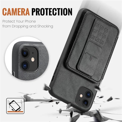 For iPhone 11 Case Finger Loop Leather+TPU Scratch-resistant Phone Cover