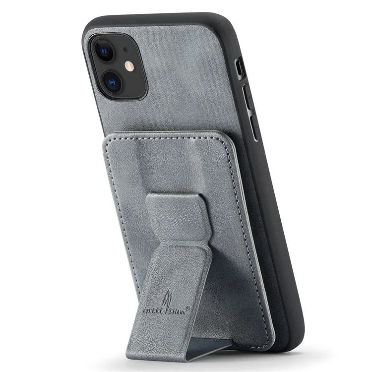 For iPhone 11 Case Finger Loop Leather+TPU Scratch-resistant Phone Cover