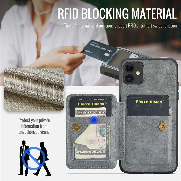 For iPhone 11 Case Finger Loop Leather+TPU Scratch-resistant Phone Cover