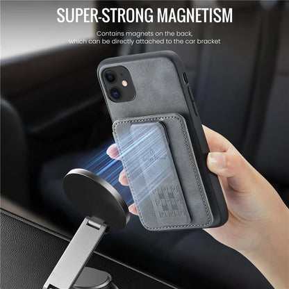 For iPhone 11 Case Finger Loop Leather+TPU Scratch-resistant Phone Cover